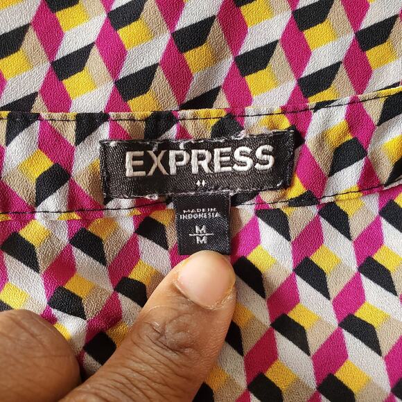 Express Factory Women's Geometric Print Pullover Sheer Top Size M - Picture 7 of 8